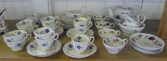 Staffordshire floral-decorated part tea service and another (faults)